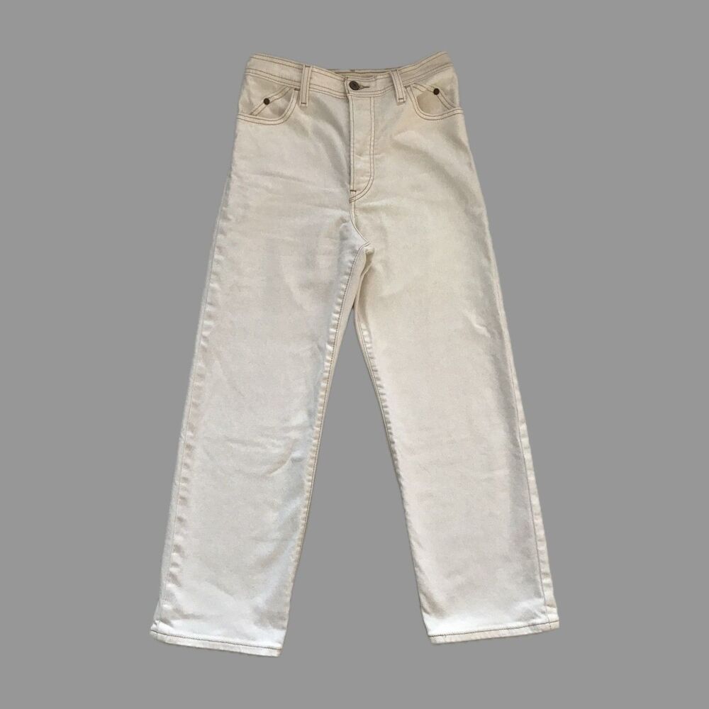 Levis Cream High Rise Ribcage Cropped Ankle Jeans Western Ecru Womens Size 28
